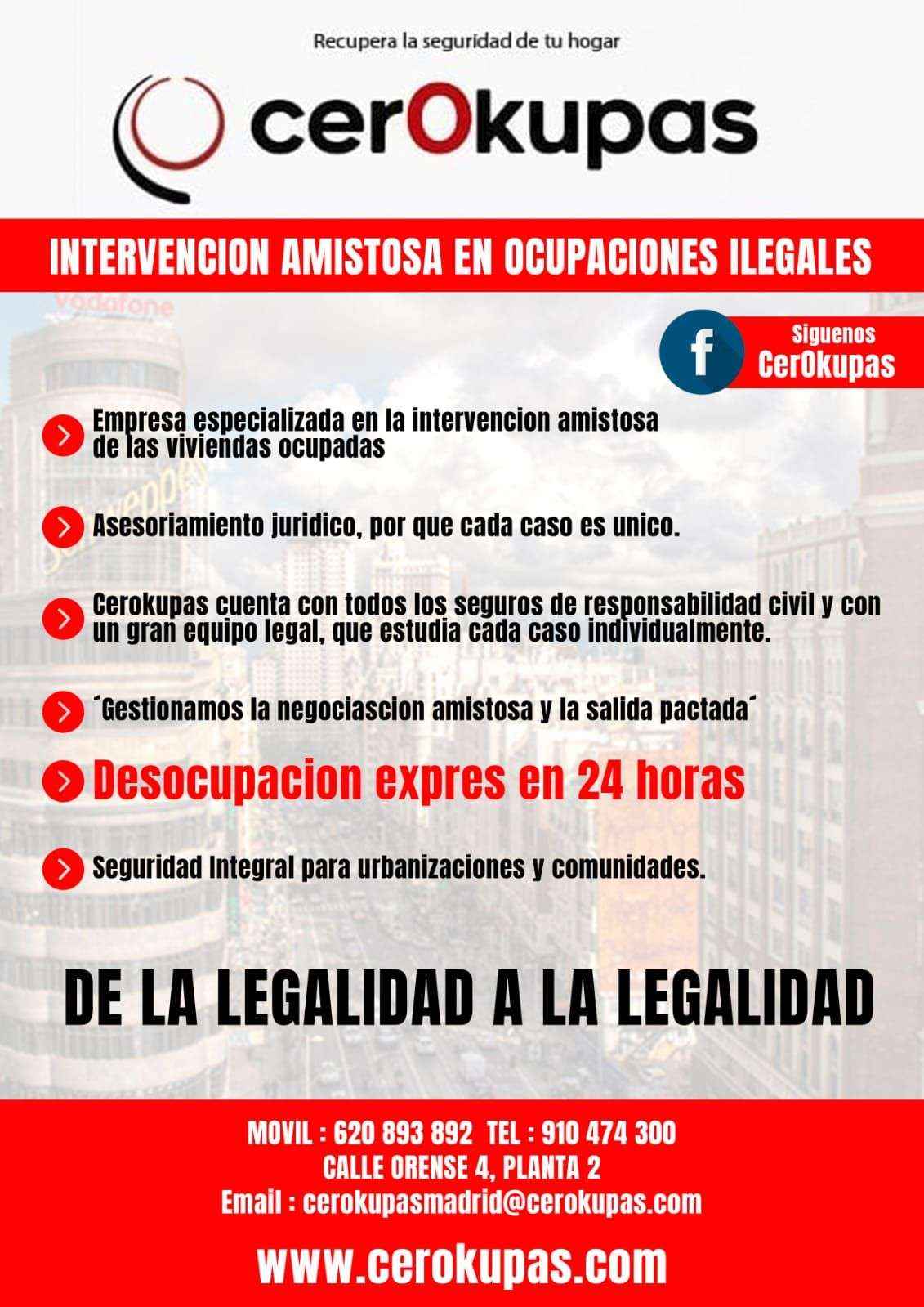 CerOkupas, empresa de desalojo rápida, legal y eficiente, inaugura nueva sede en Madrid