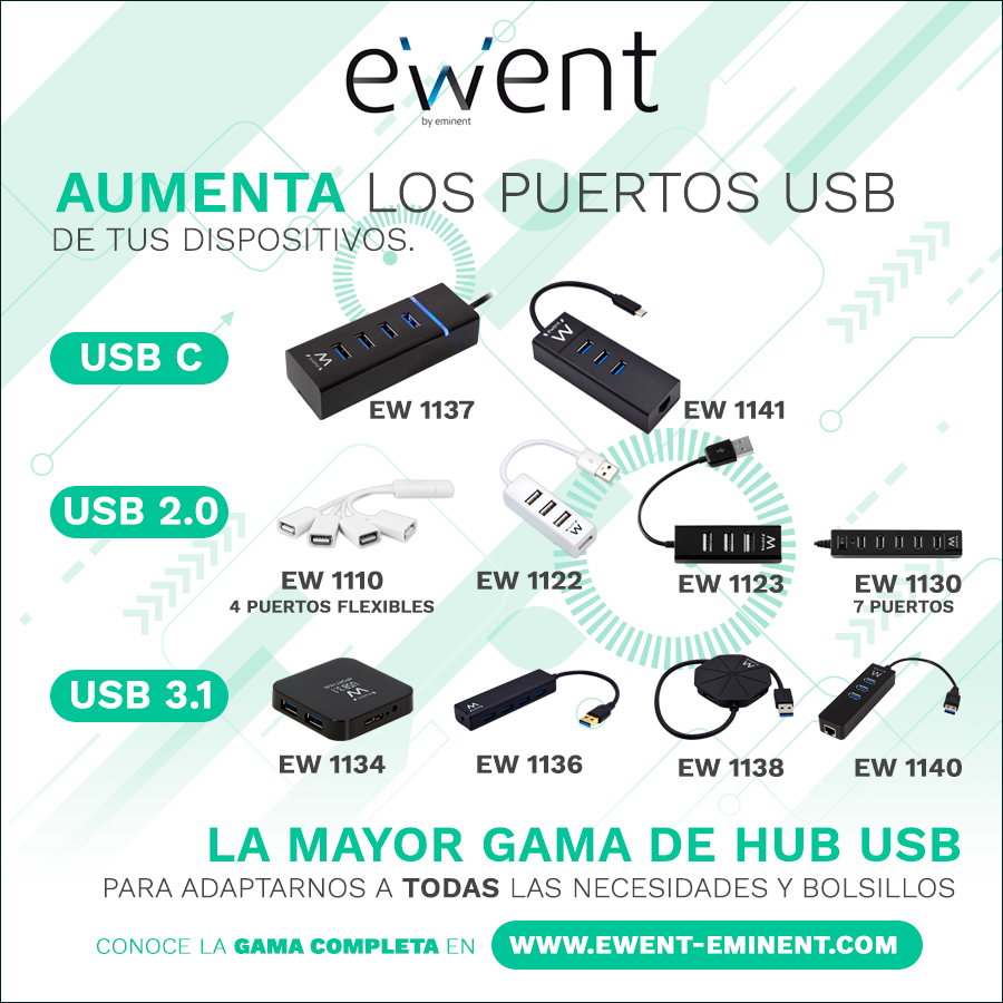 Ewent amplía su línea de HUBs USB